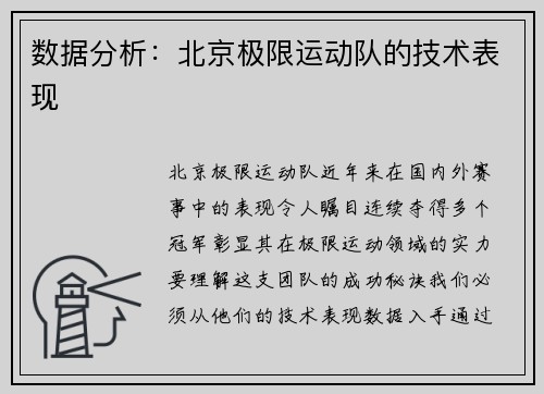 数据分析：北京极限运动队的技术表现