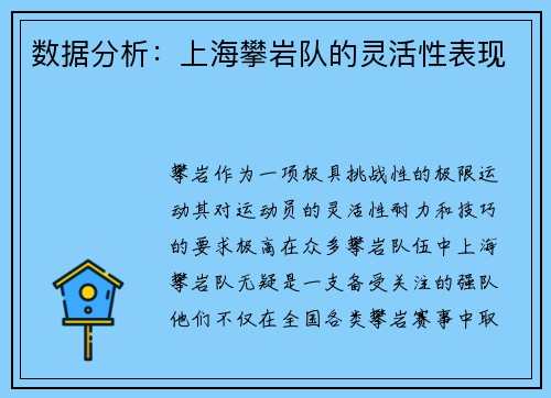 数据分析：上海攀岩队的灵活性表现